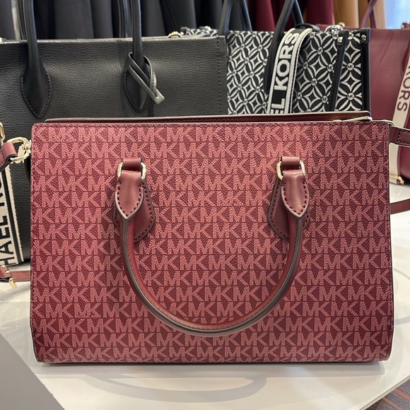 Michael Kors Sheila Medium Signature Logo and Metallic Satchel Crossbody Center - Picture 4 of 16